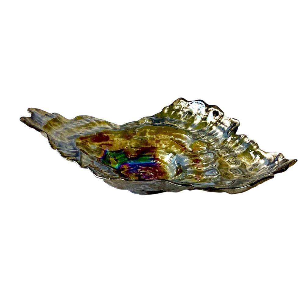 Donald Stuart Art Glass Abalone Oyster Shaped Serving Bowl